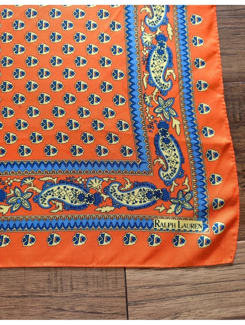 Ralph Lauren Orange Paisley Silk Scarf